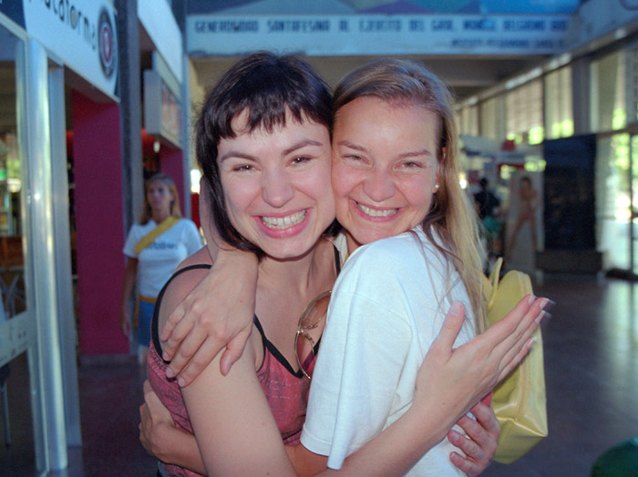 Lenka and Carla hug